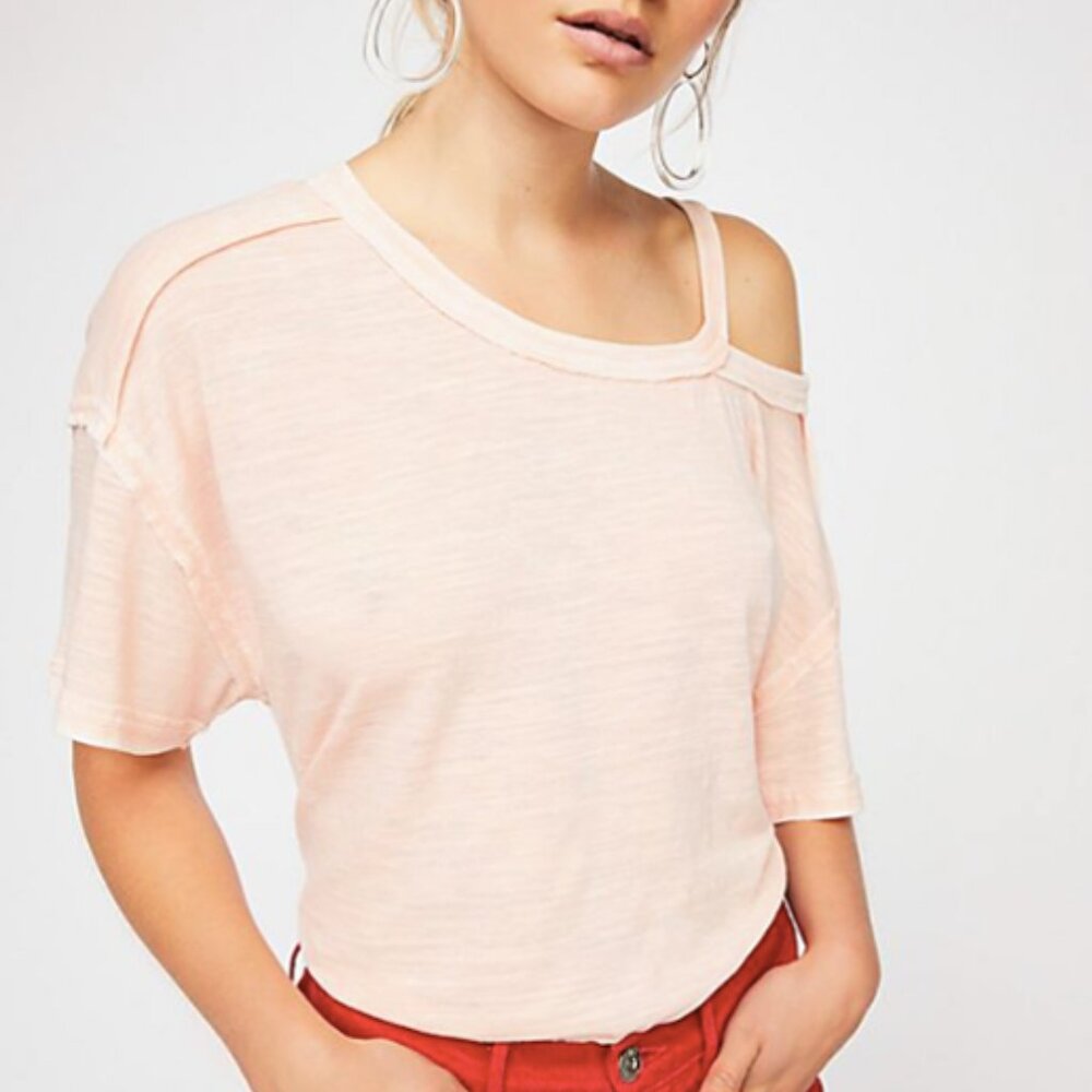 FREE PEOPLE "Alex" Light Pink Cutout Tee, XS